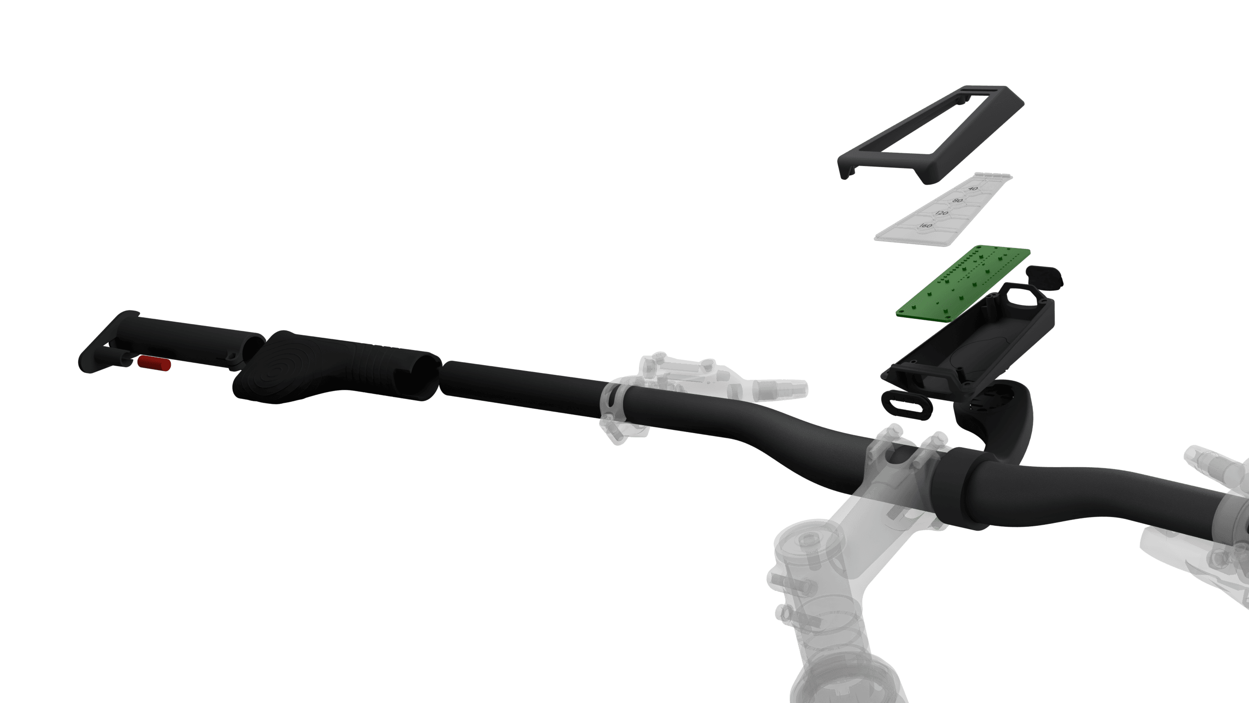 Dock-Y handlebar module render placed within a technical hero visual.